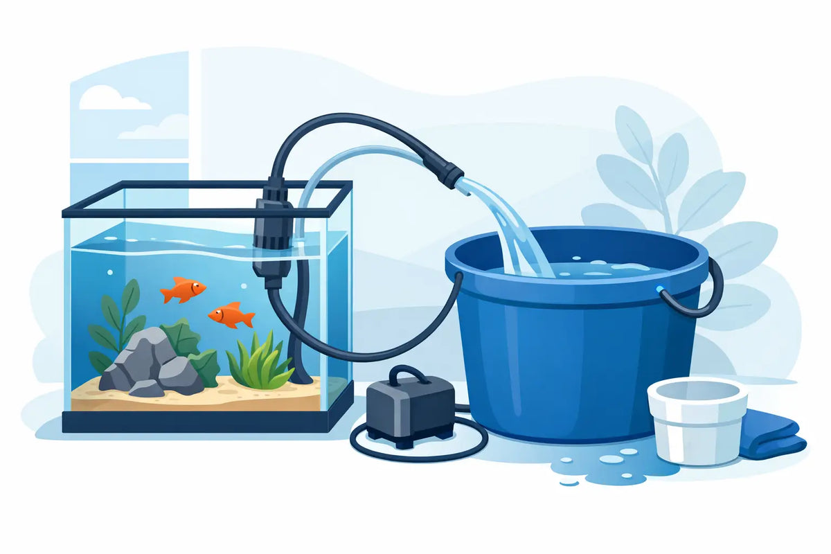 Pump till akvarium vid vattenbyte utan spill